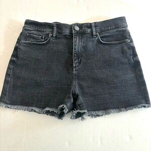 LOFT Made And Loved‎ Denim Shorts Black High Waist Frayed Hem Women’s Size 29/8